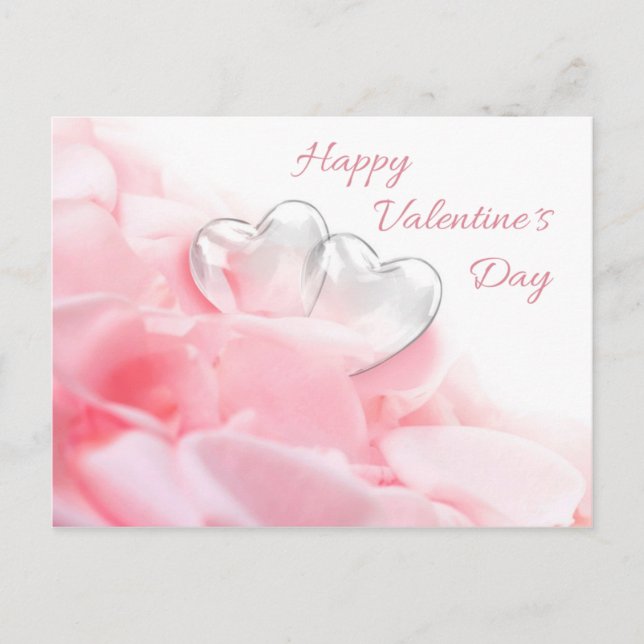 Carte Postale Coeurs de verre romantique Heureuse Sainte-Valenti (Devant)