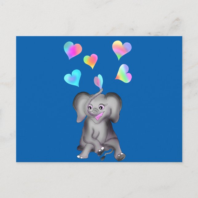 Carte Postale Coeurs d'éléphants par The Happy Juul Company (Devant)