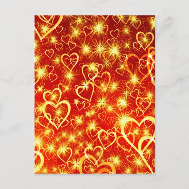 Carte Postale Coeurs en feu (Devant)