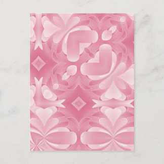 Carte Postale Cœurs et diamants abstraits rose tendre