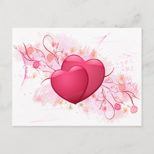 Carte Postale Coeurs et fleurs