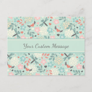 Carte Postale Coeurs et libellules Plutôt Floral