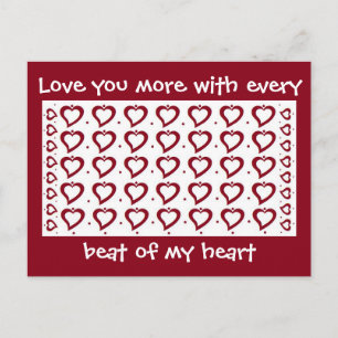 Carte Postale Coeurs et petits points Rouge et blanc Vous aimer