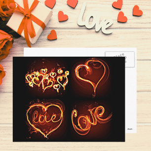 Carte postale Coeurs flamboyants d'amour