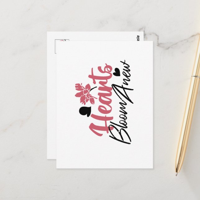 Carte Postale Coeurs fleurissent à nouveau - Citation Florale In (Devant/Arrière en situation)