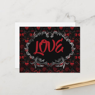 Carte Postale Cœurs gothiques AMOUR Saint Valentin