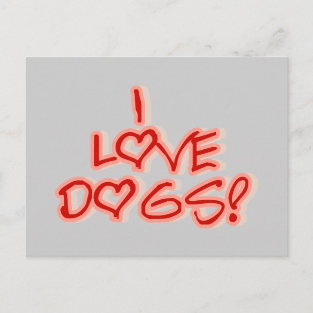 Carte Postale Coeurs I Love Chiens Tshirts et cadeaux (Devant)