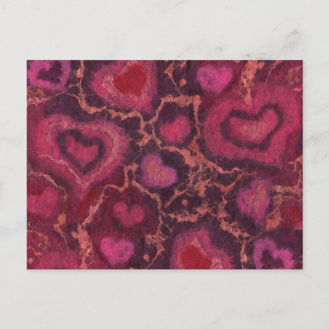 Carte Postale Coeurs Laine Peinture Amour romantique Saint-Valen (Devant)