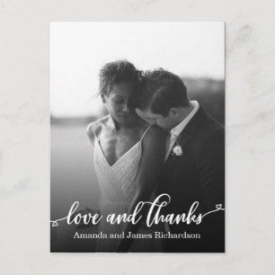 Carte Postale Coeurs lettres main chic Mariage MERCI