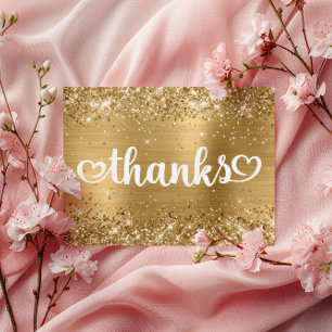 Carte Postale Cœurs Mignons Dorés Pailletés Merci pour mes 16 An