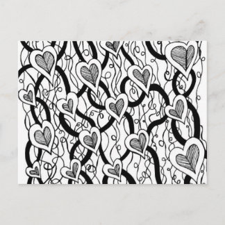 Carte postale Coeurs noir et blanc