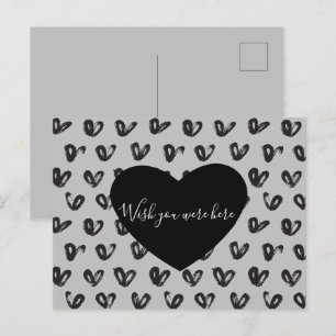Carte Postale Coeurs noirs gris