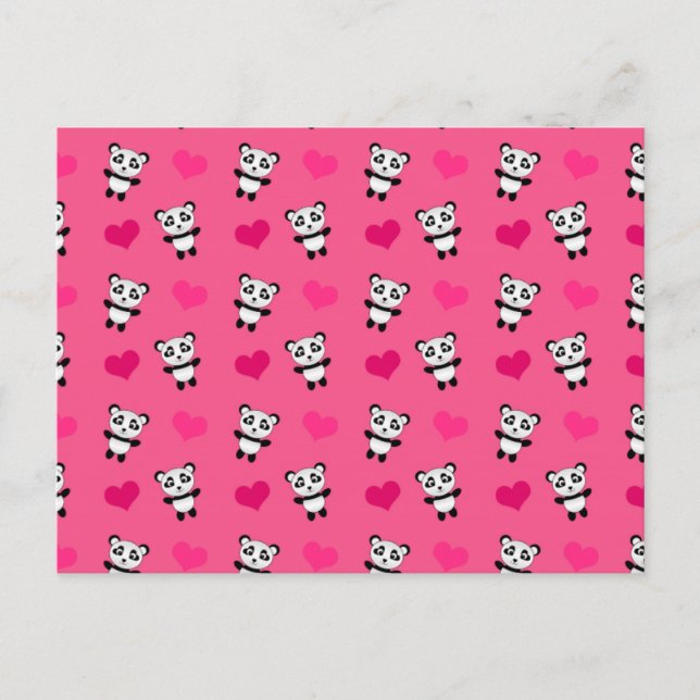 Carte Postale Coeurs panda rose mignonne motif (Devant)