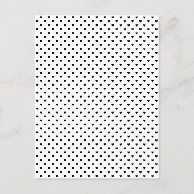 Carte Postale Coeurs Polkadot Noir sur Blanc (Devant)