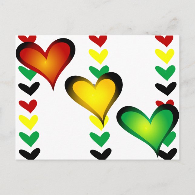 Carte Postale Coeurs Rasta (Devant)