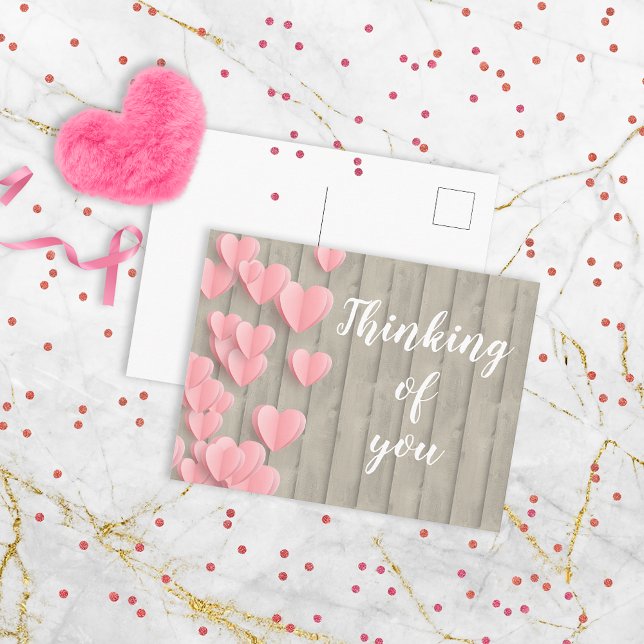 Carte Postale Coeurs Rose Cute Sur Une Grange Bois (Créateur téléchargé)