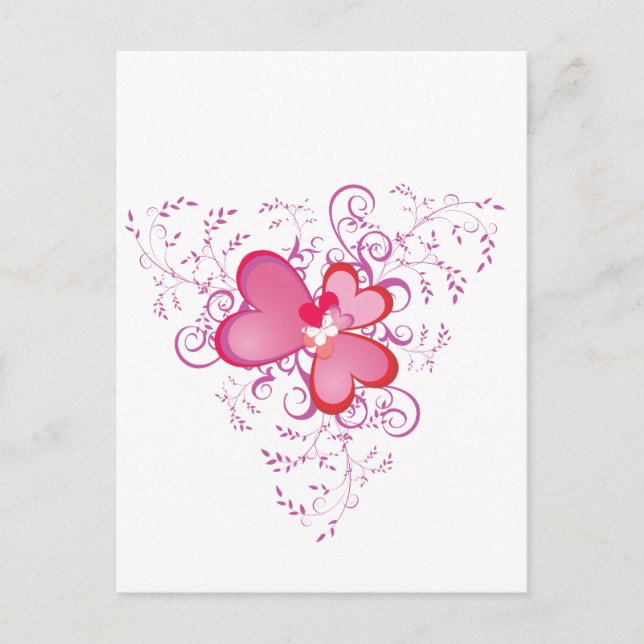 Carte Postale Coeurs roses (Devant)