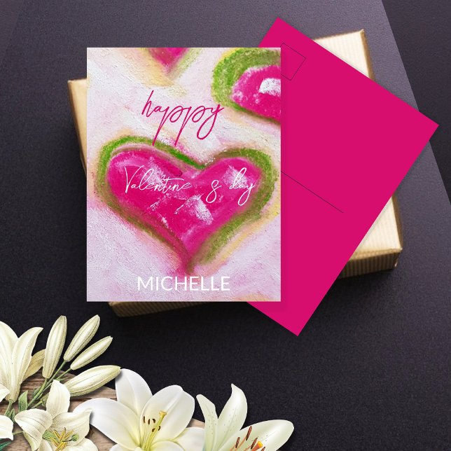 Carte Postale Coeurs roses chauds et artistiques mignons (Créateur téléchargé)