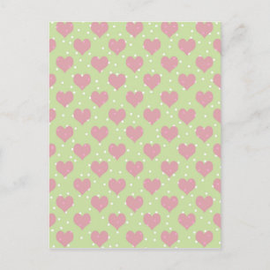 Carte Postale Coeurs roses et motif pois blanc