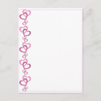 Carte Postale coeurs roses frontière douce