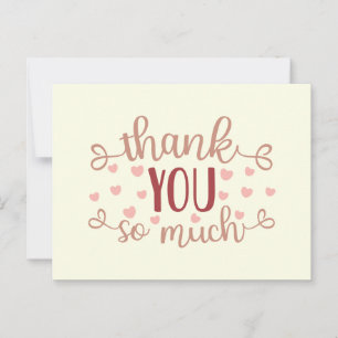 Carte Postale Coeurs roses mignons Merci tellement