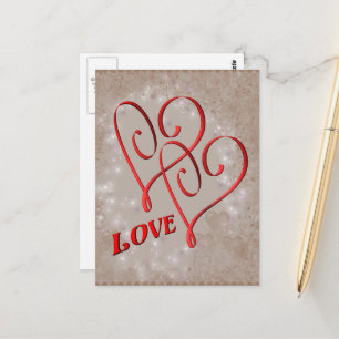 Carte Postale Cœurs Rouges Entrelacés d'Amour 