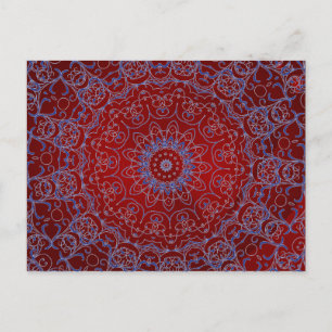 Carte postale Coeurs rouges et dentelle bleue