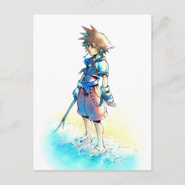 Carte Postale Coeurs royaux | Aquarelle Sora On Beach (Devant)