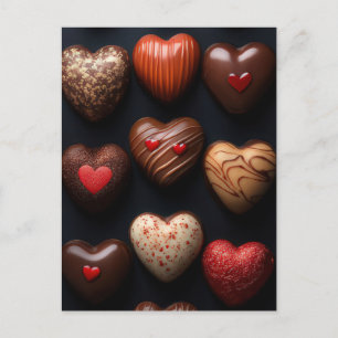 Carte Postale coeurs sucrés au chocolat Saint-Valentin