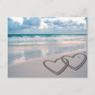 Carte Postale Coeurs tirés dans le sable