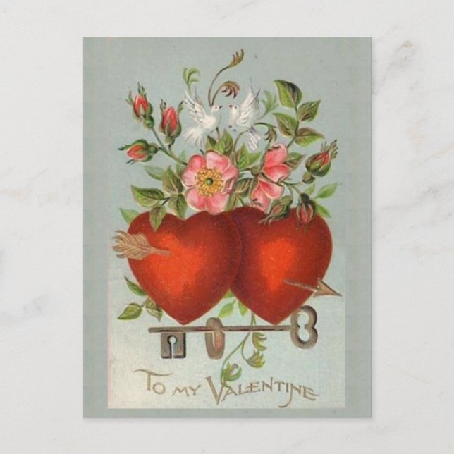 Carte Postale Coeurs vintages de Valentine (Devant)