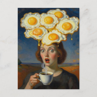 Carte Postale Coffee and Eggs on the Brain Surreal Woman