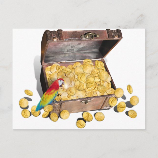 Carte Postale Coffre au Trésor de Pirate (Devant)