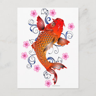 Carte Postale Coi Fish Carp Eastern Blossom