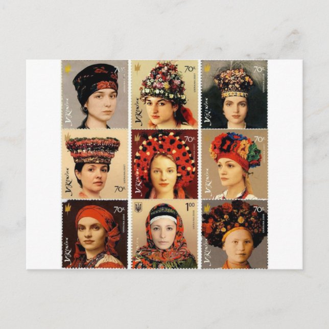 Carte Postale Coiffes ukrainiennes (Devant)