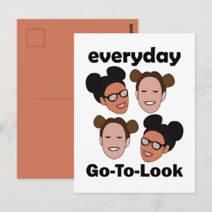 Carte Postale Coiffure Space Buns Mode Quotidienne Aller-Retour