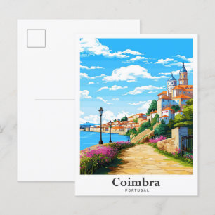 Carte Postale Coimbra Portugal Vintage voyage d'art Illustration