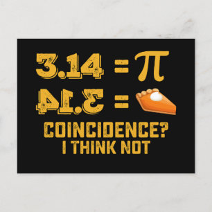 Carte Postale Coïncidence Je Ne Pense Pas Pie Pi Day Maths