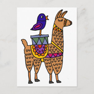 Carte Postale Col Lama avec couverture colorée et paquets