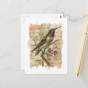 Carte Postale Colage de colibri vintage