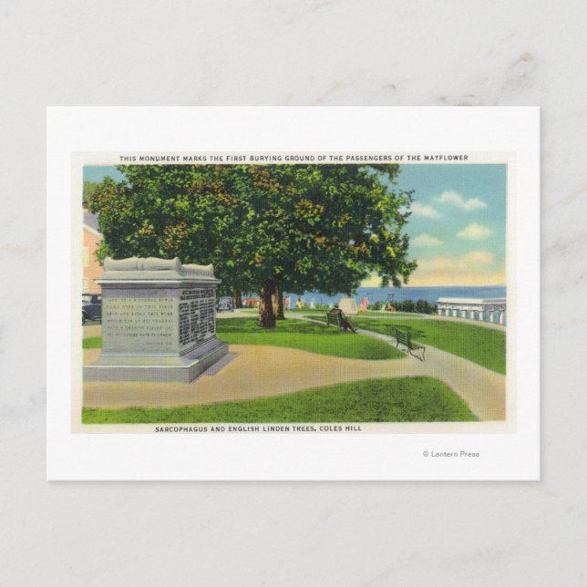 Carte Postale Coles Hill Vue du monument funéraire de Mayflower (Devant)