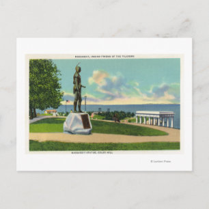 Carte Postale Coles Hill Vue sur la statue du Massasoit