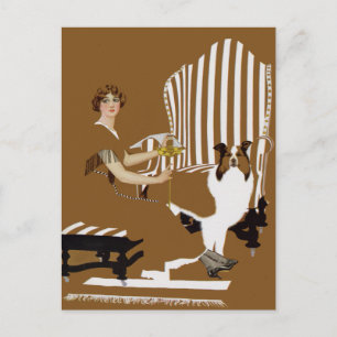 Carte Postale Coles Phillips Fadeaway Femme Avec Collie