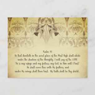 Carte Postale Colibri Art Déco He is My Refuge Psalm 91