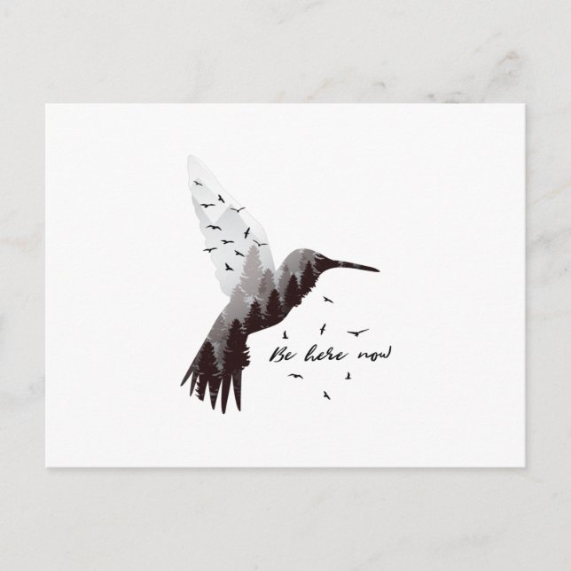 Carte Postale Colibri avec la forêt (Devant)