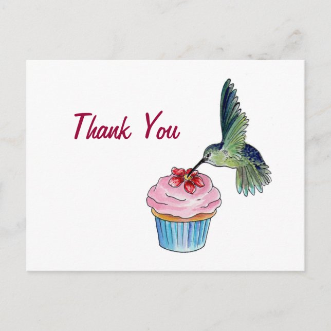 Carte Postale Colibri Cupcake Love (Devant)