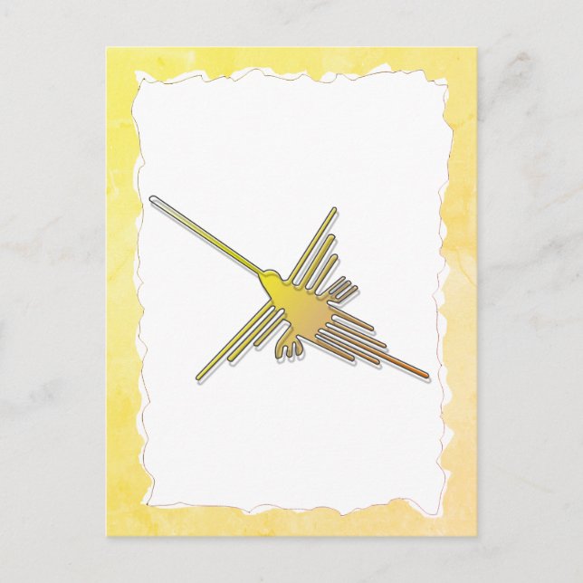 Carte Postale Colibri des lignes de Nazca dorées Papier déchiré  (Devant)