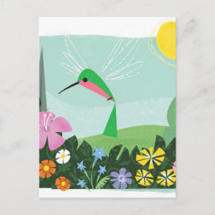 Carte Postale Colibri Parmi Les Fleurs
