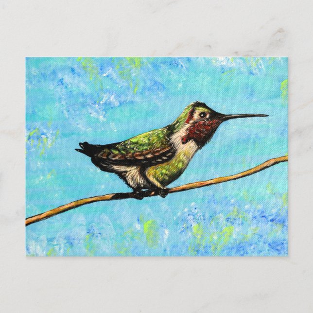 Carte Postale Colibri prêt à voler la peinture (Devant)