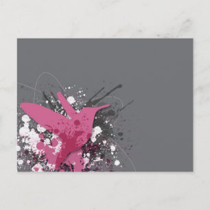 Carte Postale Colibri rose